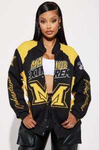 Made Extreme Racing Jacket - Yellow/combo sold by Fashion Nova