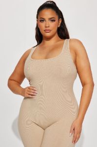 Sandra Light Snatched Jumpsuit - Nude sold by Fashion Nova