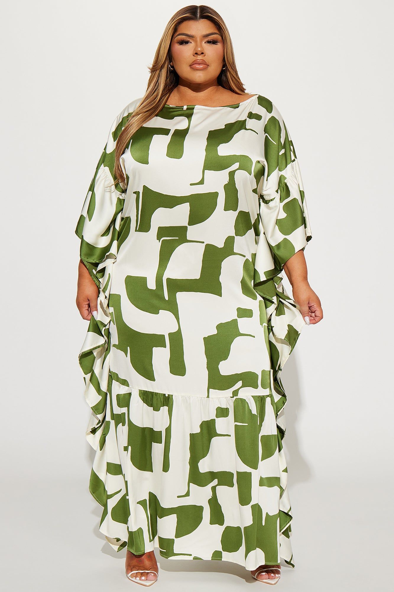 Georgia Abstract Maxi Dress - Olive/combo sold by Fashion Nova product image thumbnail 4