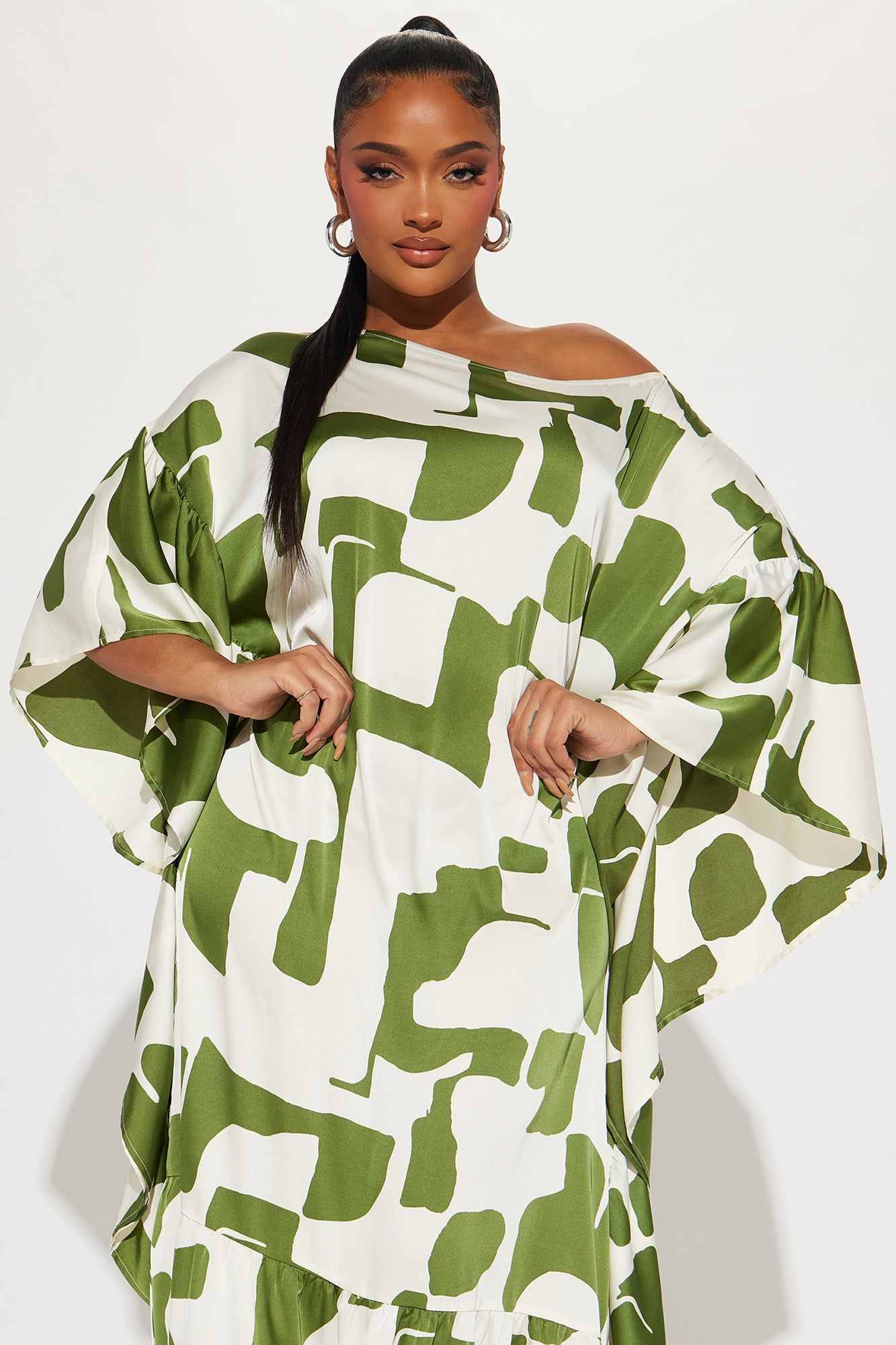 Georgia Abstract Maxi Dress - Olive/combo sold by Fashion Nova product image thumbnail 2