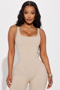 Sandra Light Snatched Jumpsuit - Nude sold by Fashion Nova