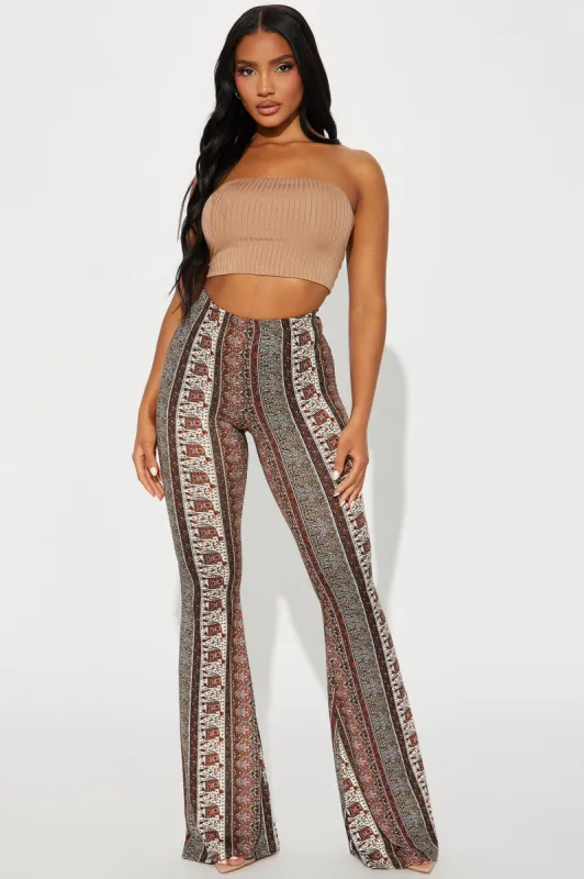 Get On Board Flare Pant - Rust/combo sold by Fashion Nova
