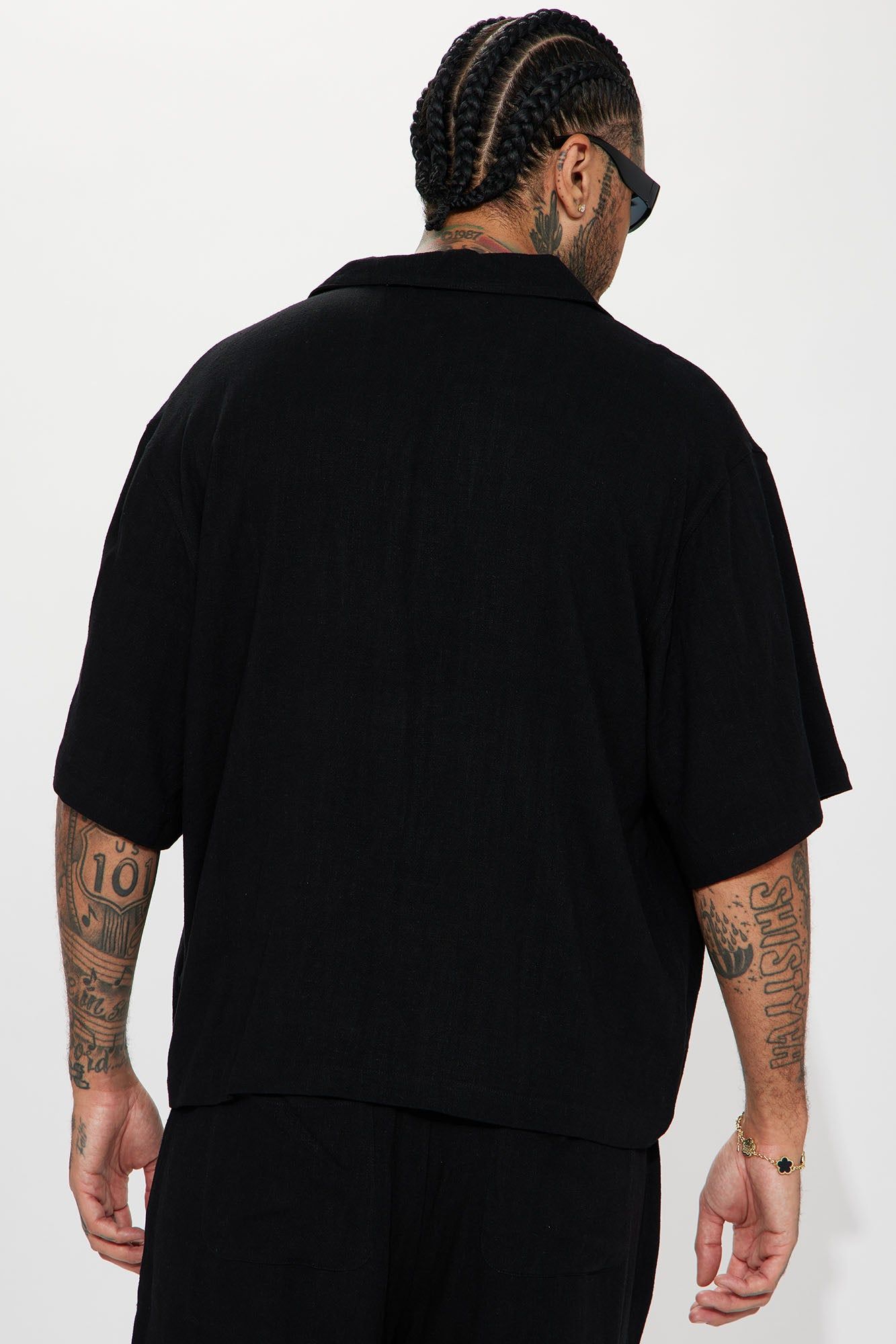 Solid Textured Linen Button Up Shirt - Black sold by Fashion Nova product image thumbnail 4