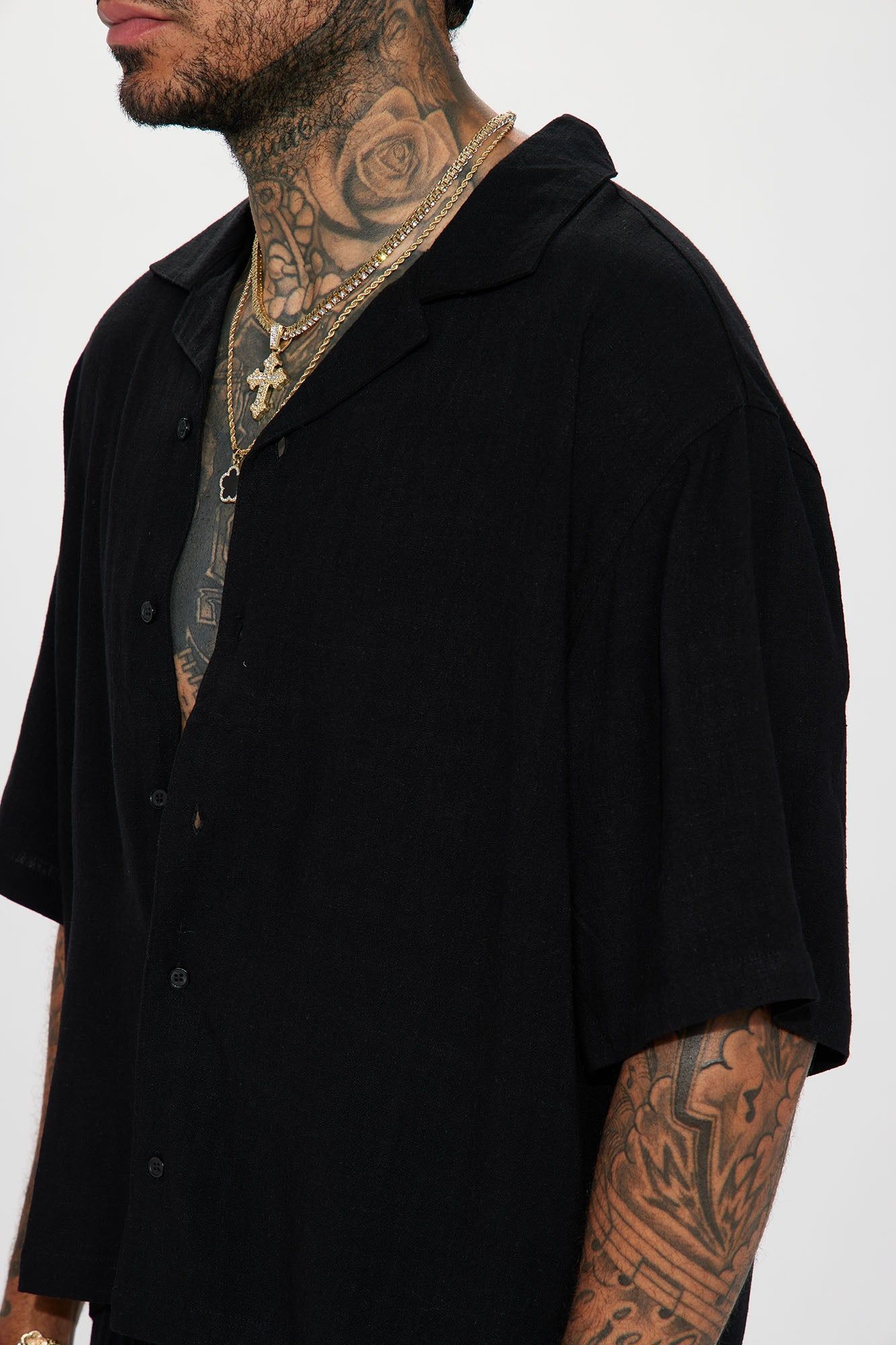 Solid Textured Linen Button Up Shirt - Black sold by Fashion Nova product image thumbnail 3