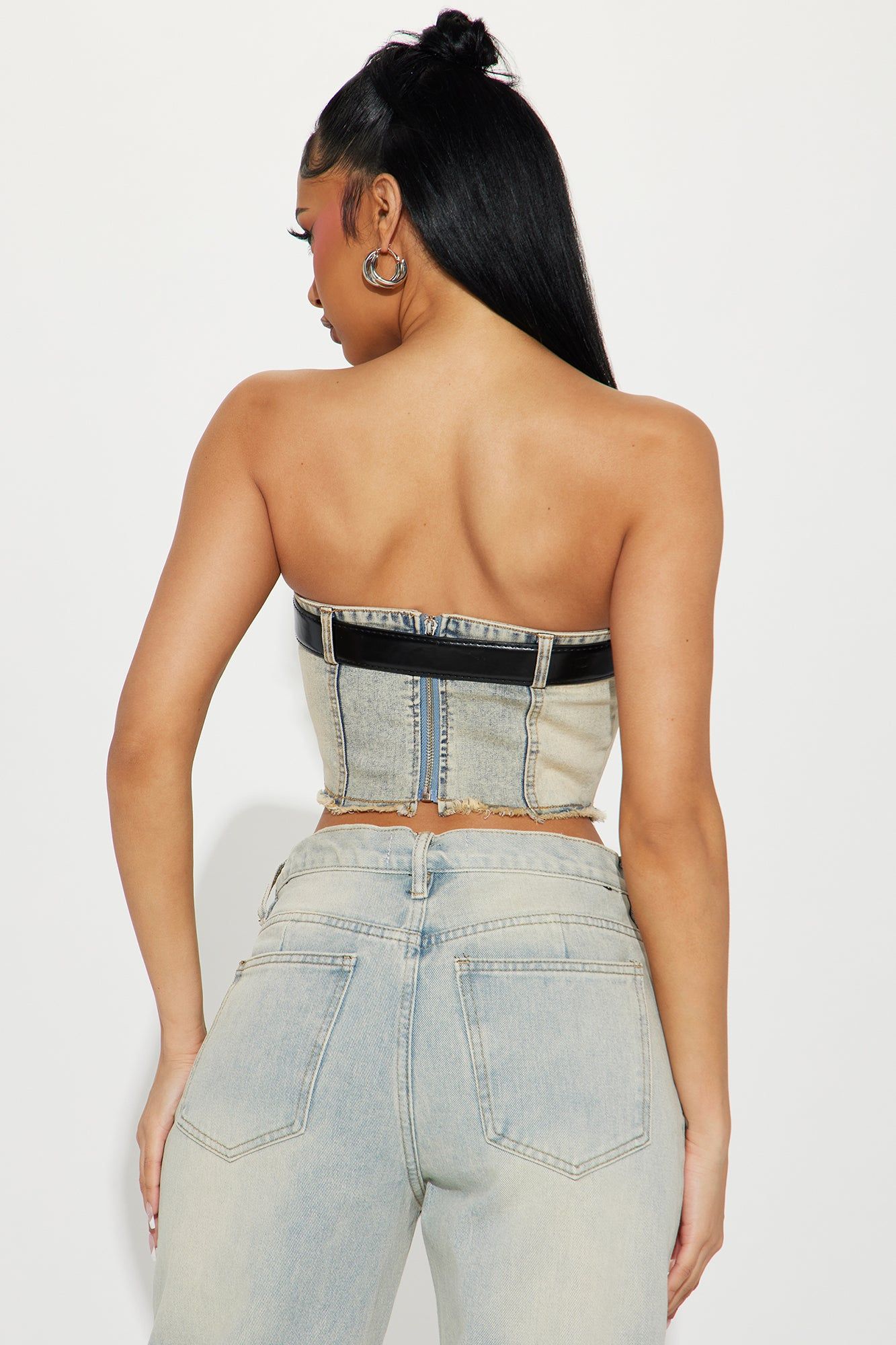 Buckle Up Washed Denim Corset Top - Vintage Wash sold by Fashion Nova product image thumbnail 3