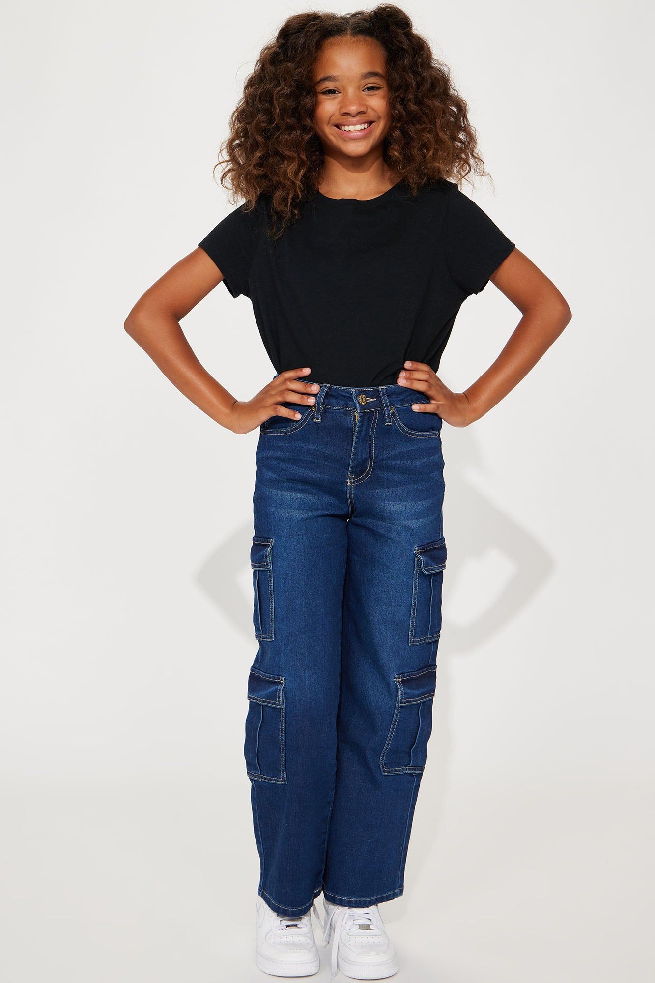 Mini Pocket Me Wide Leg Denim Cargo - Dark Wash sold by Fashion Nova