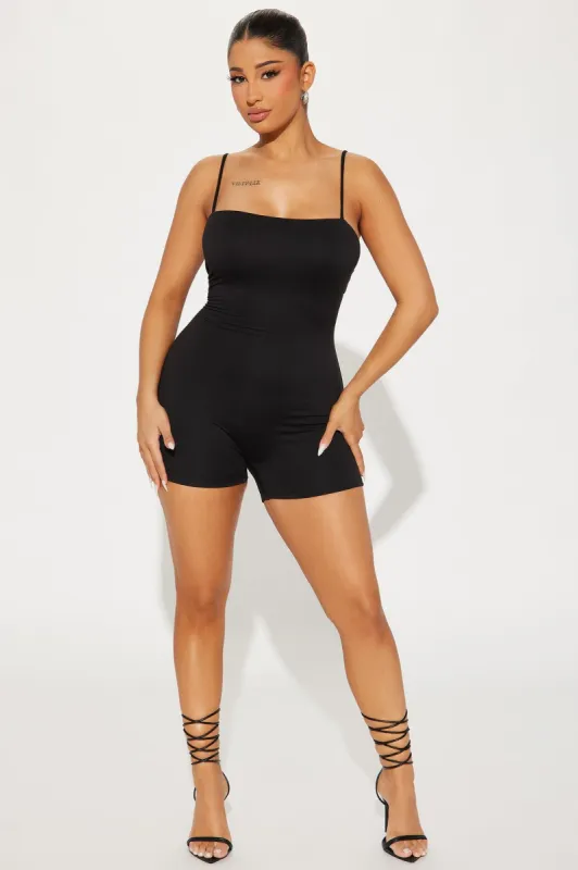 Melissa Double Lined Romper - Black sold by Fashion Nova