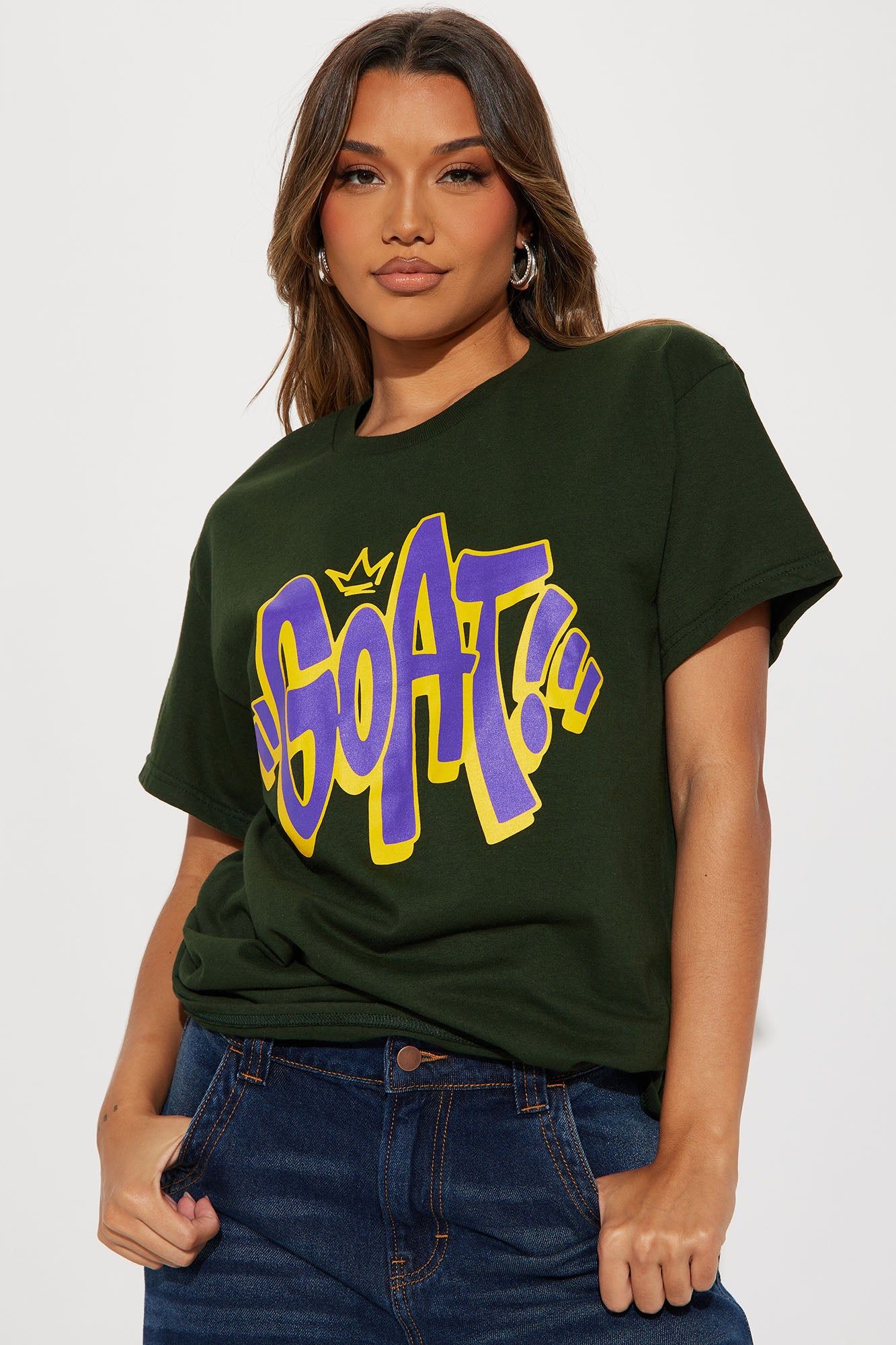 Greatest Of All Time Graphic Tee - Green sold by Fashion Nova