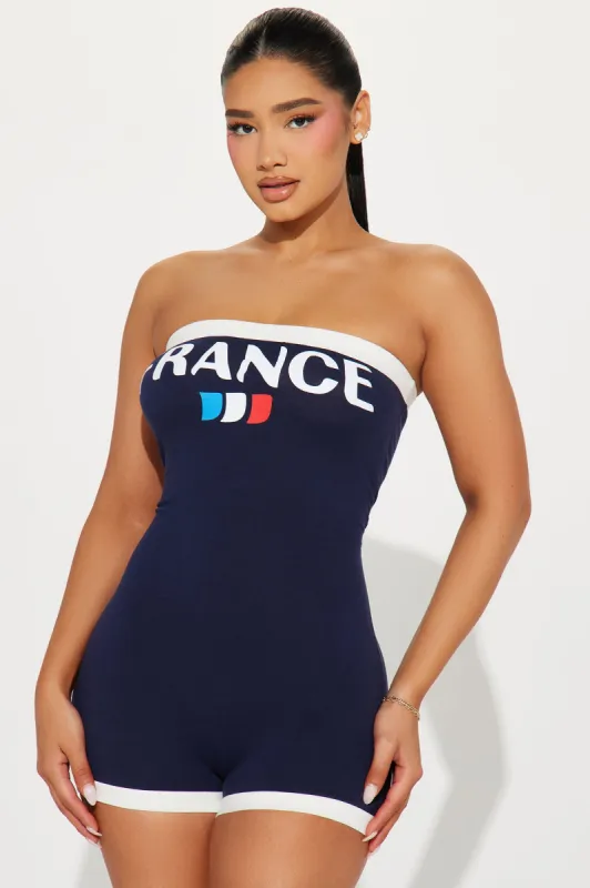 France Tube Romper - Navy sold by Fashion Nova