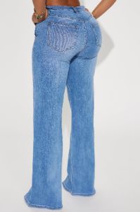 Elodie Split Hem Stretch Trouser Jeans - Medium Wash sold by Fashion Nova