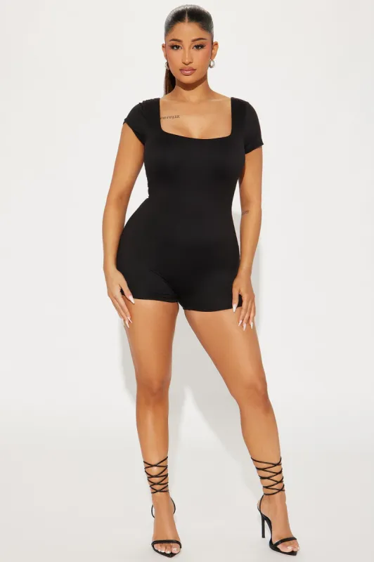 Nahal Double Lined Romper - Black sold by Fashion Nova