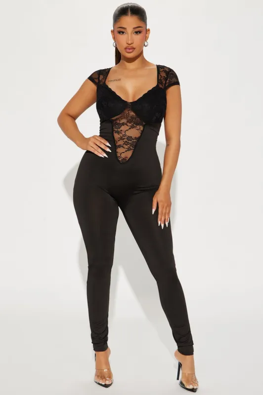 Mine For The Night Jumpsuit - Black sold by Fashion Nova