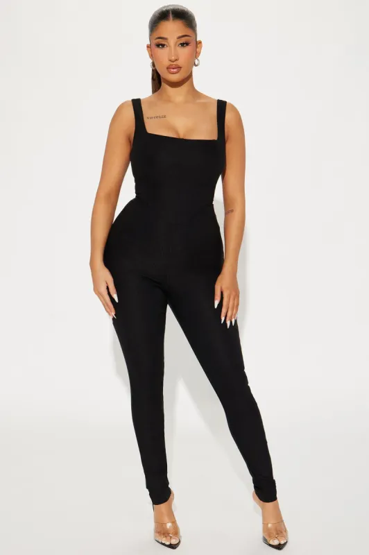 Plan It Out Jumpsuit  - Black sold by Fashion Nova