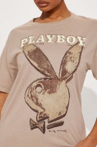 Playboy Bunny Graphic Tshirt - Taupe sold by Fashion Nova