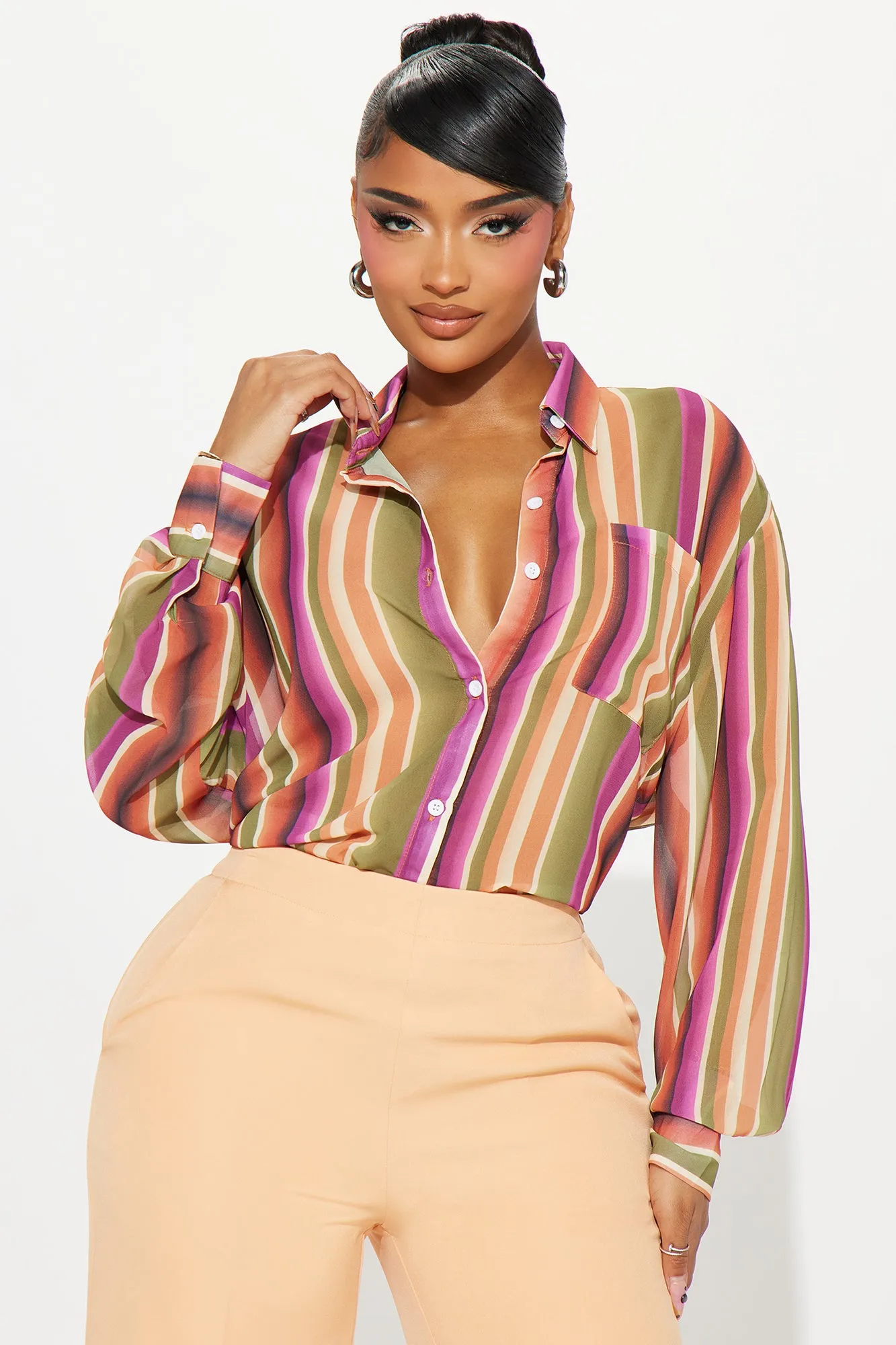 Watermelon Sugar Striped Shirt - Multi Color sold by Fashion Nova