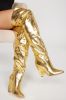 Different Type Of Girl Thigh High Boots - Gold sold by Fashion Nova