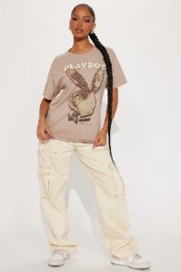Playboy Bunny Graphic Tshirt - Taupe sold by Fashion Nova