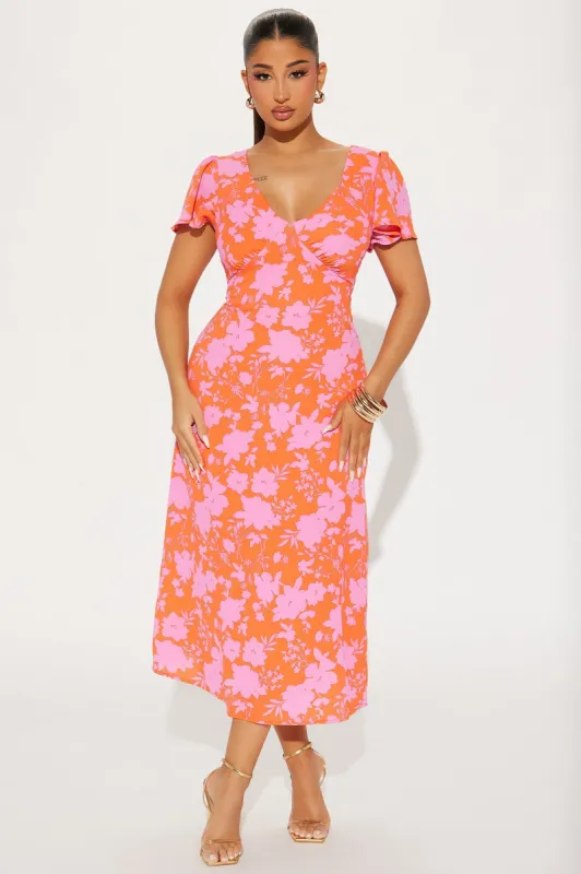 Layla Floral Maxi Dress - Orange/combo sold by Fashion Nova