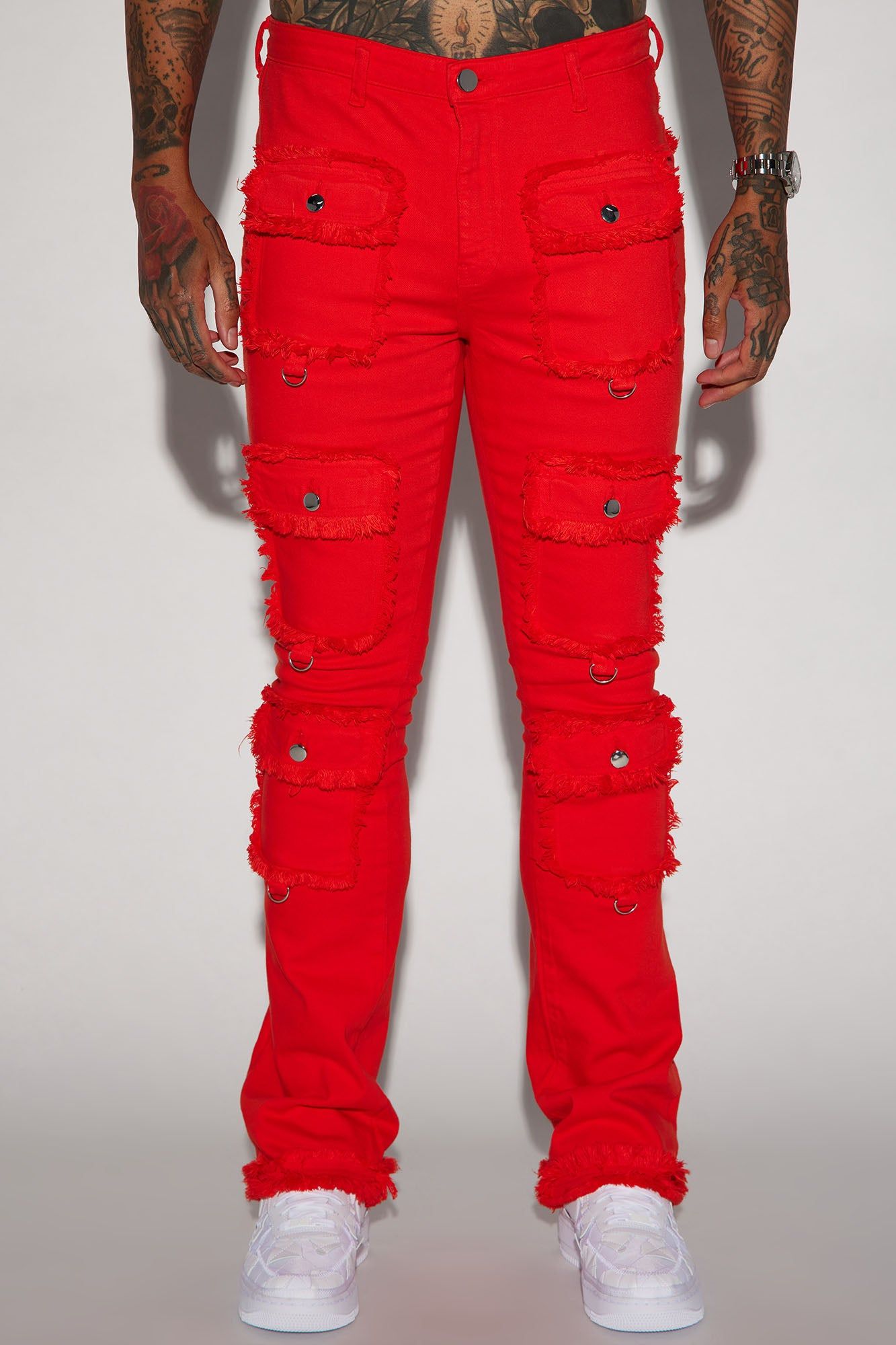 Fit Check Stacked Skinny Flared Pants - Red sold by Fashion Nova product image thumbnail 5
