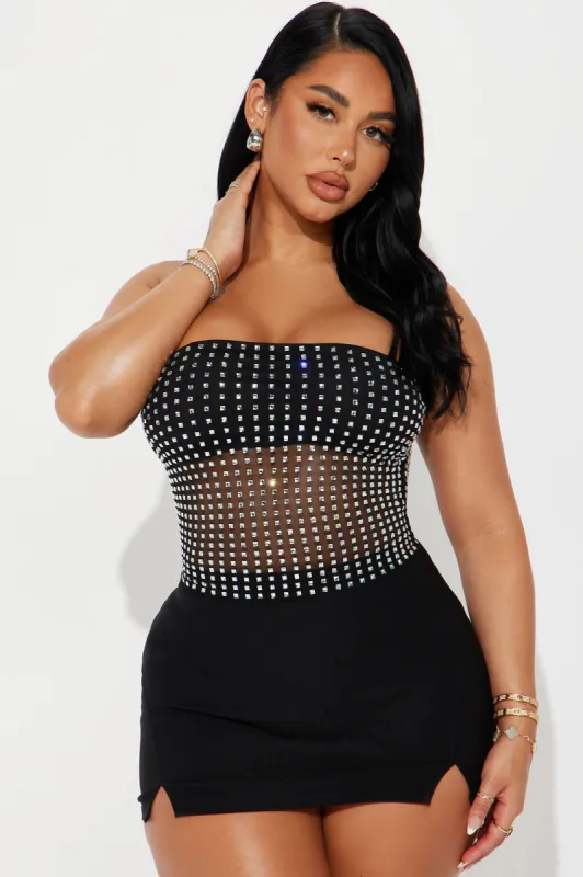 Star on Top Rhinestone Tube Top - Black sold by Fashion Nova