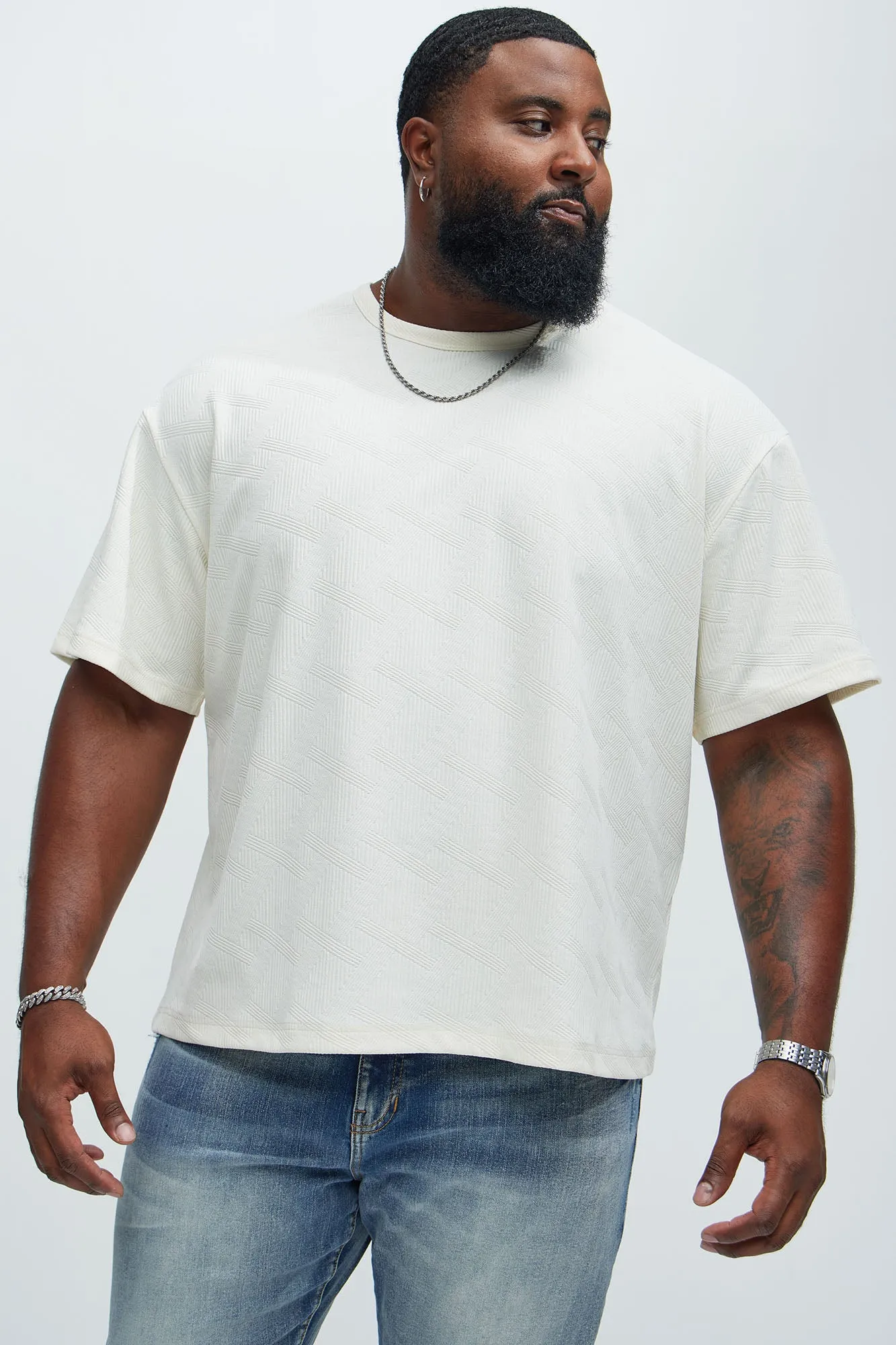 Benji Textured Relaxed Tee - Cream sold by Fashion Nova product image thumbnail 5