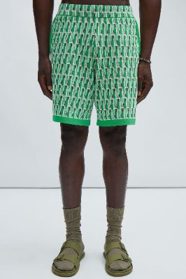 Graham Relaxed Knit Shorts - Green/combo sold by Fashion Nova