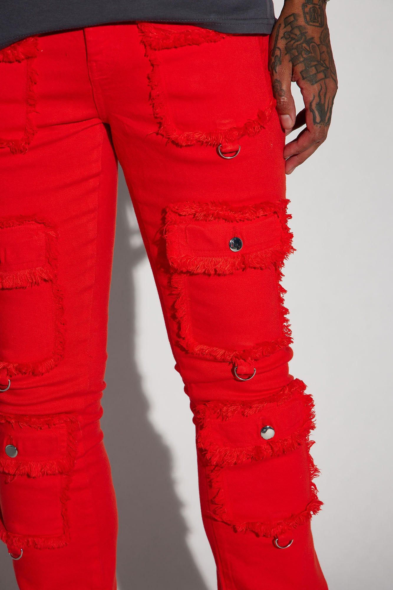 Fit Check Stacked Skinny Flared Pants - Red sold by Fashion Nova product image thumbnail 4