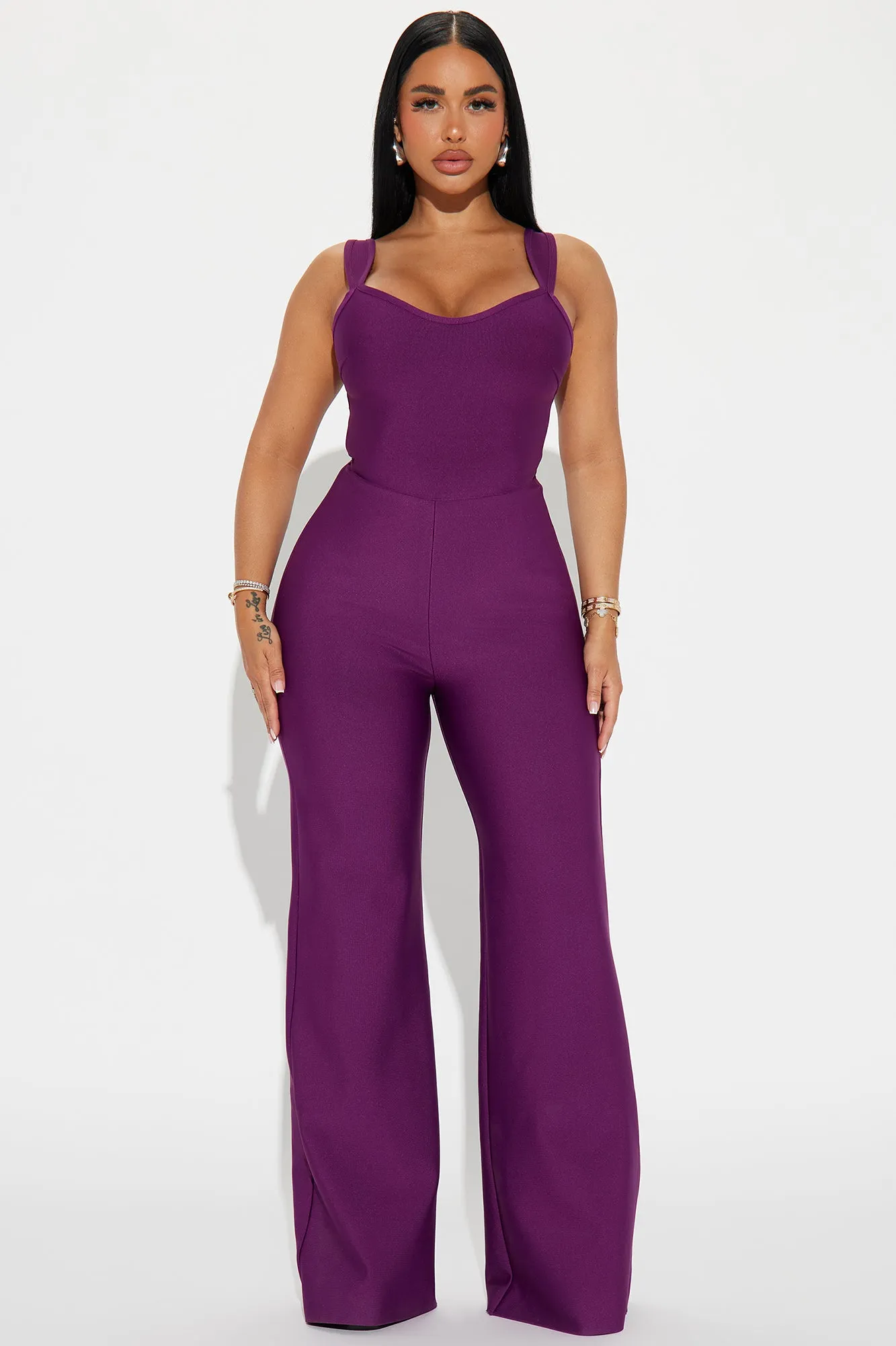 Over The Top Bandage Jumpsuit - Plum sold by Fashion Nova