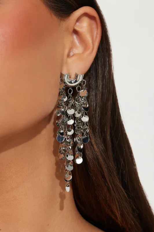 Bar Disco Drop Earrings - Silver sold by Fashion Nova