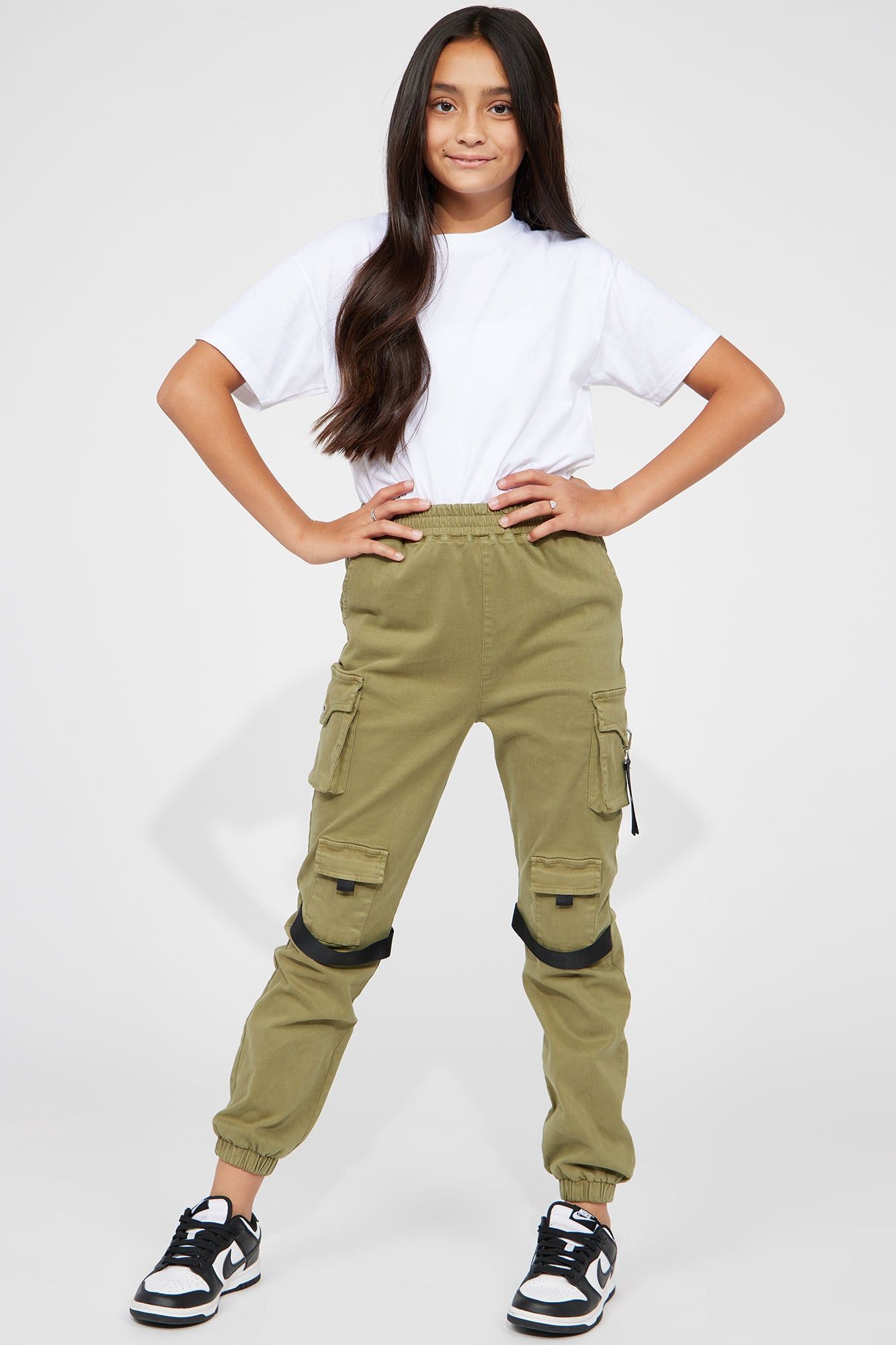Mini Coolest Girl Cargo Jogger - Olive sold by Fashion Nova