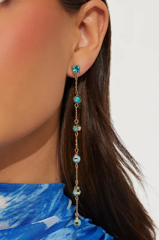 Delicate Darling Earrings - Gold/Blue sold by Fashion Nova