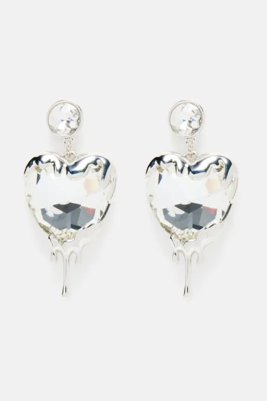 Bleeding Love Earrings - Silver sold by Fashion Nova