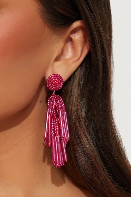 Bead The Rest Earrings  - Pink sold by Fashion Nova