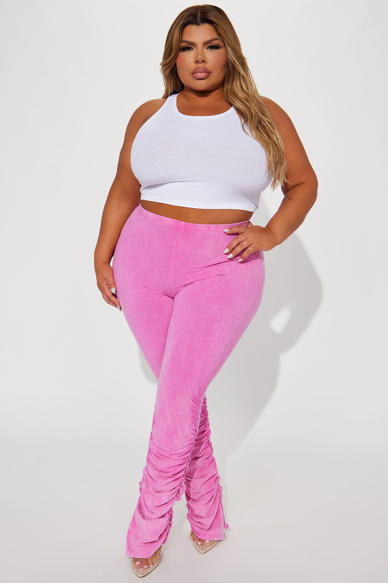 Rosalie Mineral Wash Stacked Pant - Fuchsia sold by Fashion Nova product image thumbnail 4