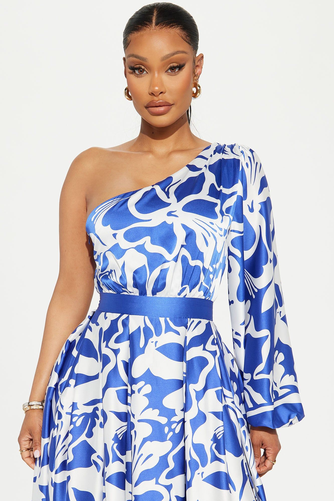 Vacation Destination Satin Maxi Dress - Blue/combo sold by Fashion Nova product image thumbnail 2