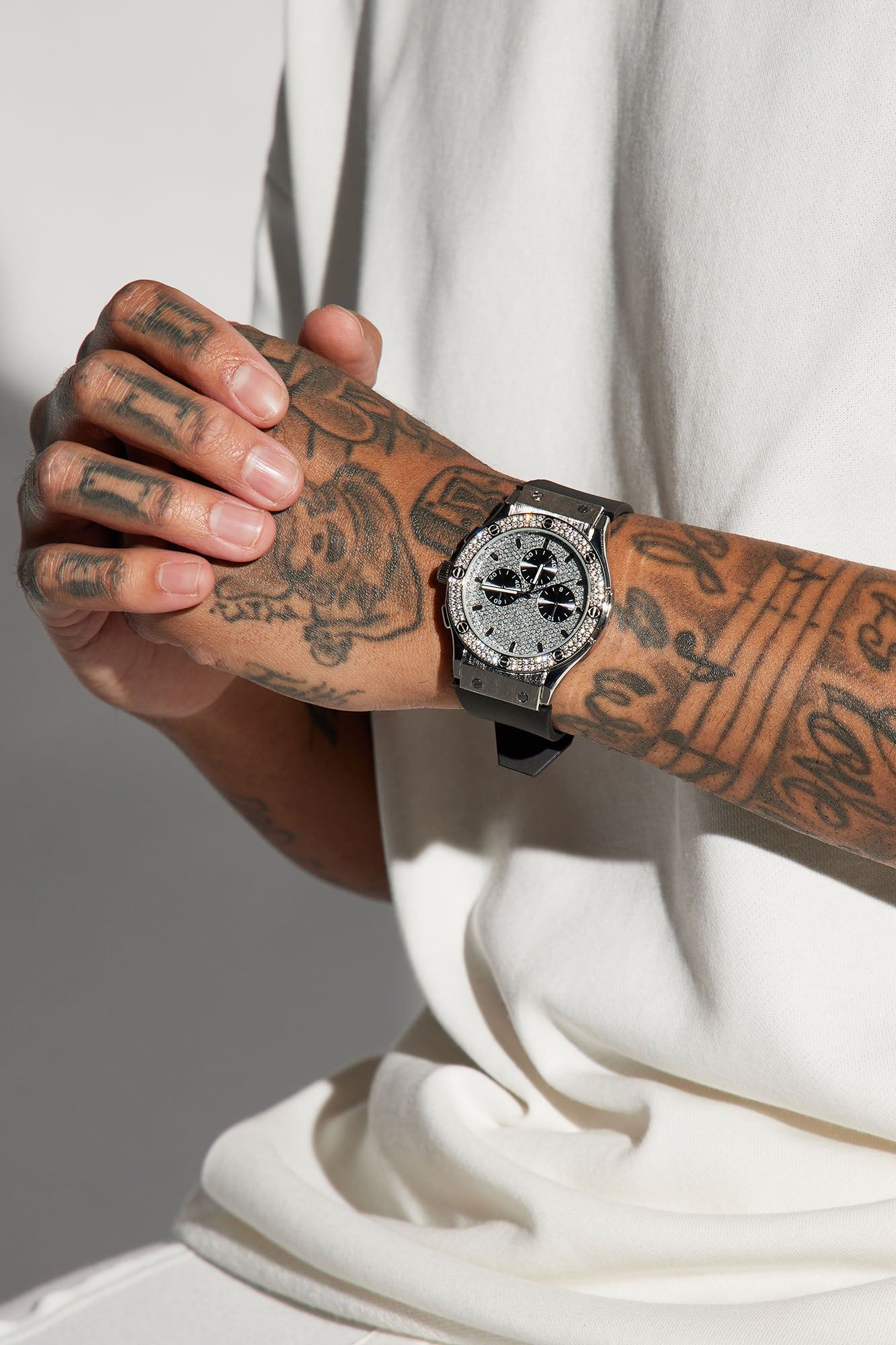 Three Ways Iced Watch - Silver/Black sold by Fashion Nova product image thumbnail 2