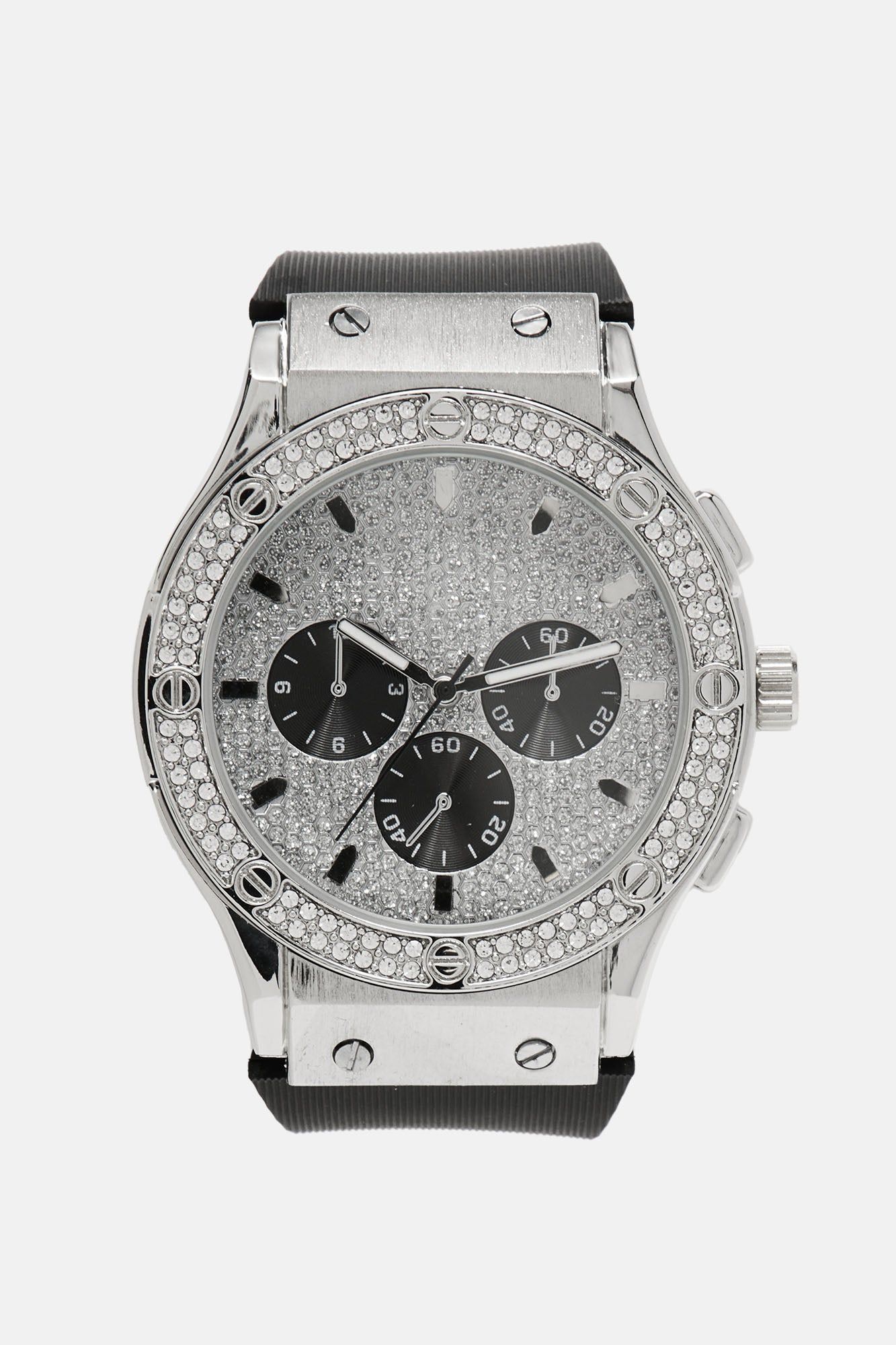 Three Ways Iced Watch - Silver/Black sold by Fashion Nova product image thumbnail 3