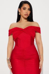 Lea Off Shoulder Gown - Red sold by Fashion Nova