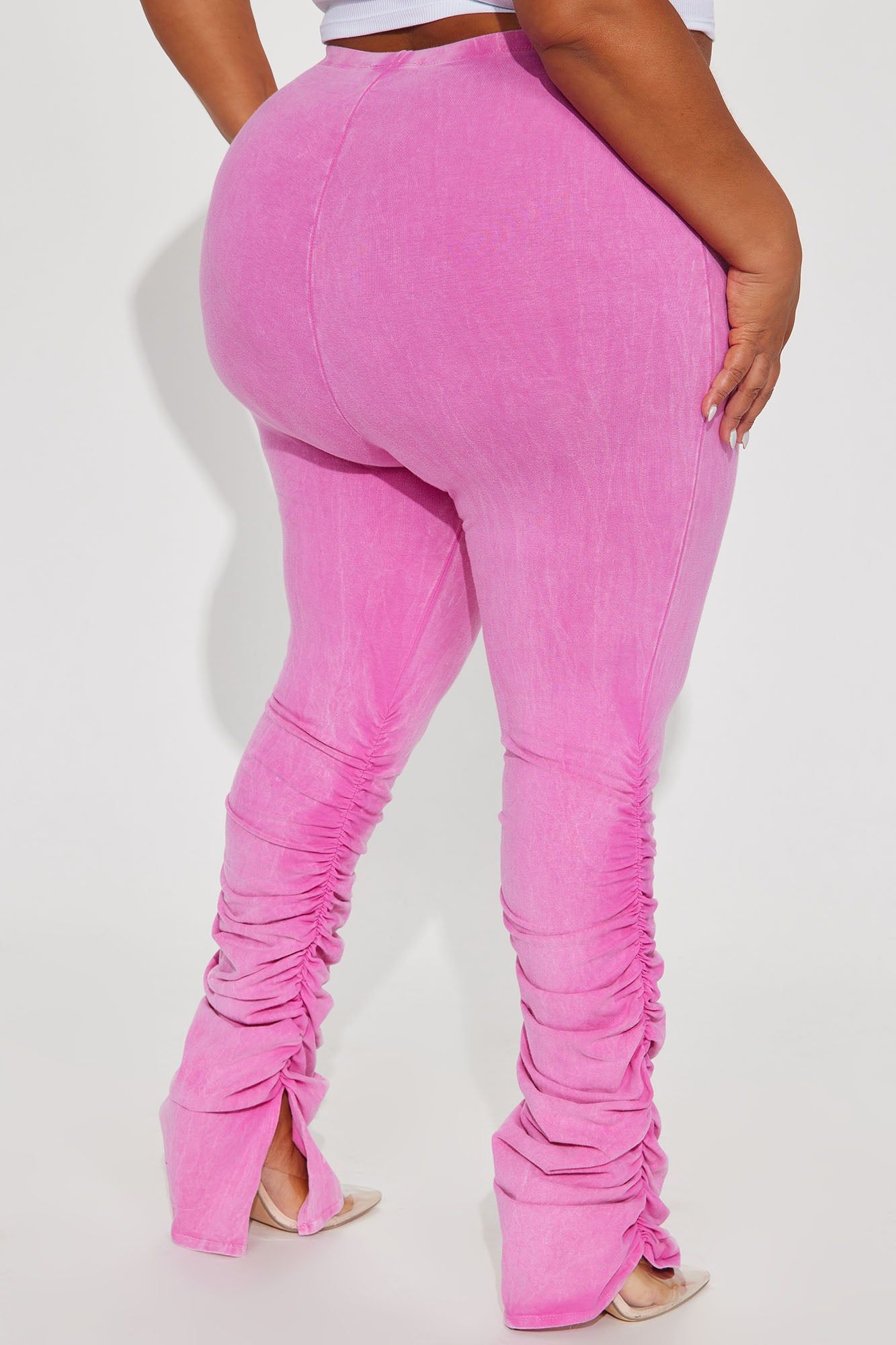 Rosalie Mineral Wash Stacked Pant - Fuchsia sold by Fashion Nova product image thumbnail 6