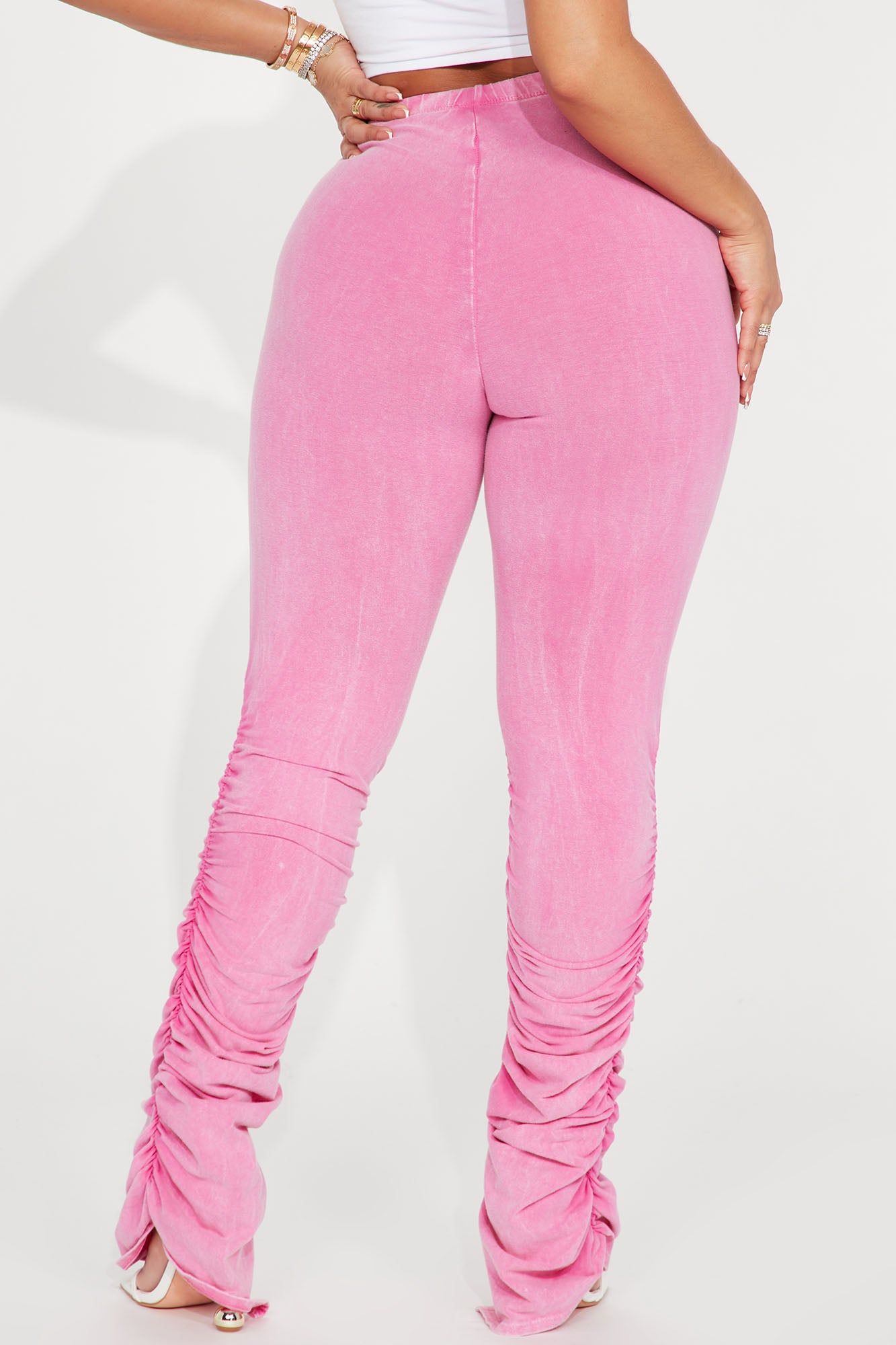 Rosalie Mineral Wash Stacked Pant - Fuchsia sold by Fashion Nova product image thumbnail 3