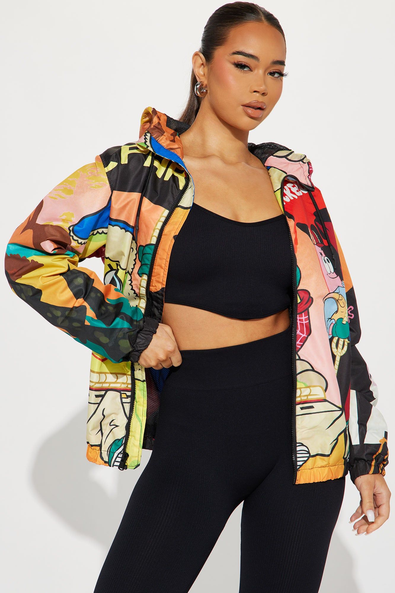 Spongebob Graphic Windbreaker - Multi Color sold by Fashion Nova