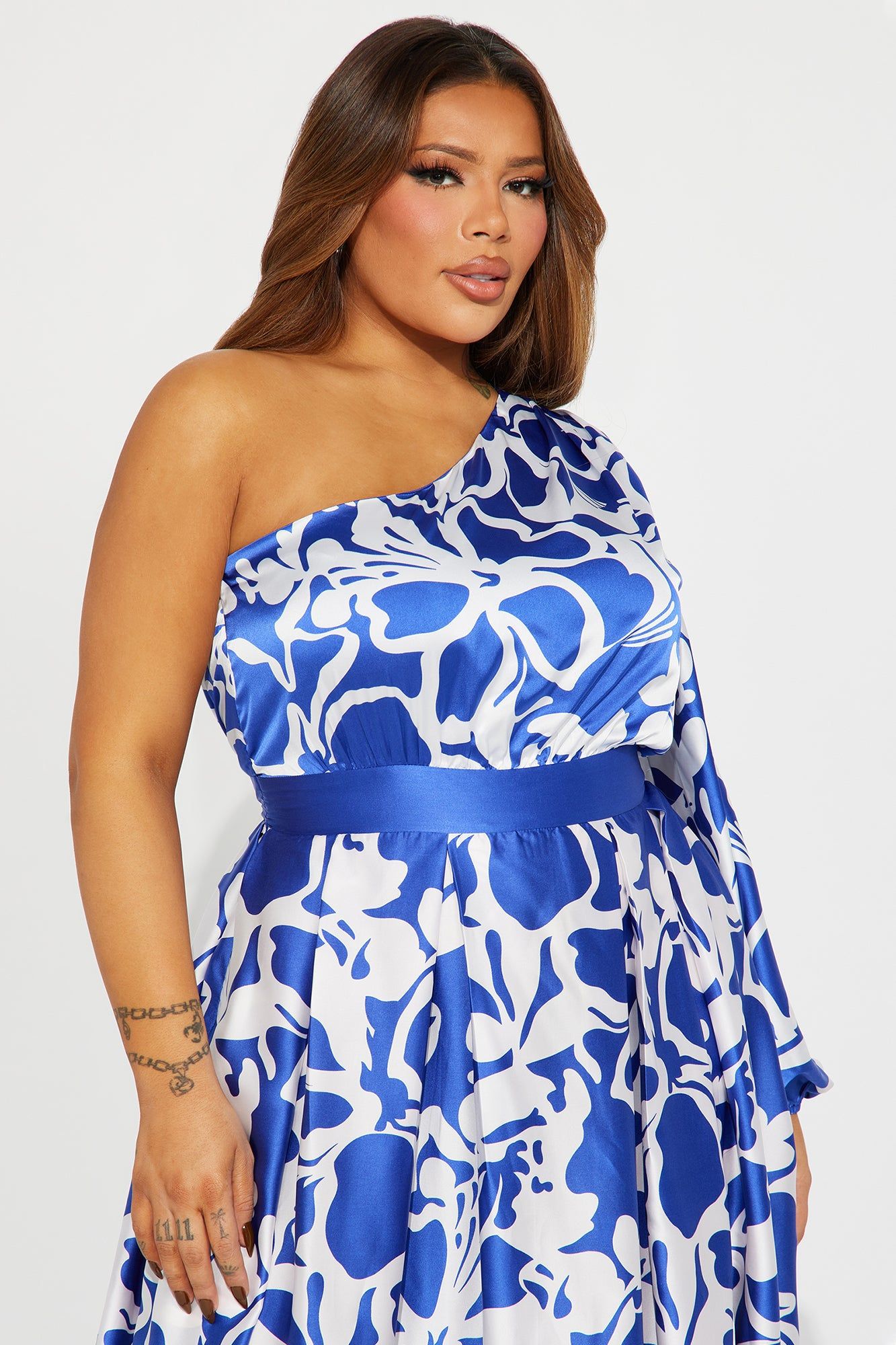 Vacation Destination Satin Maxi Dress - Blue/combo sold by Fashion Nova product image thumbnail 5
