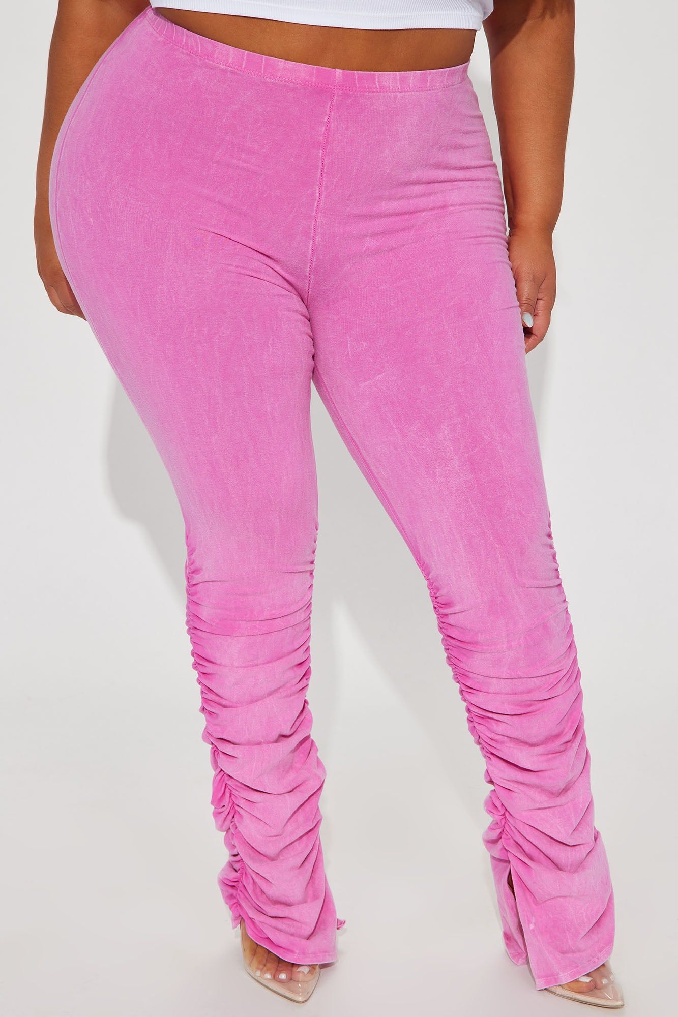 Rosalie Mineral Wash Stacked Pant - Fuchsia sold by Fashion Nova product image thumbnail 5