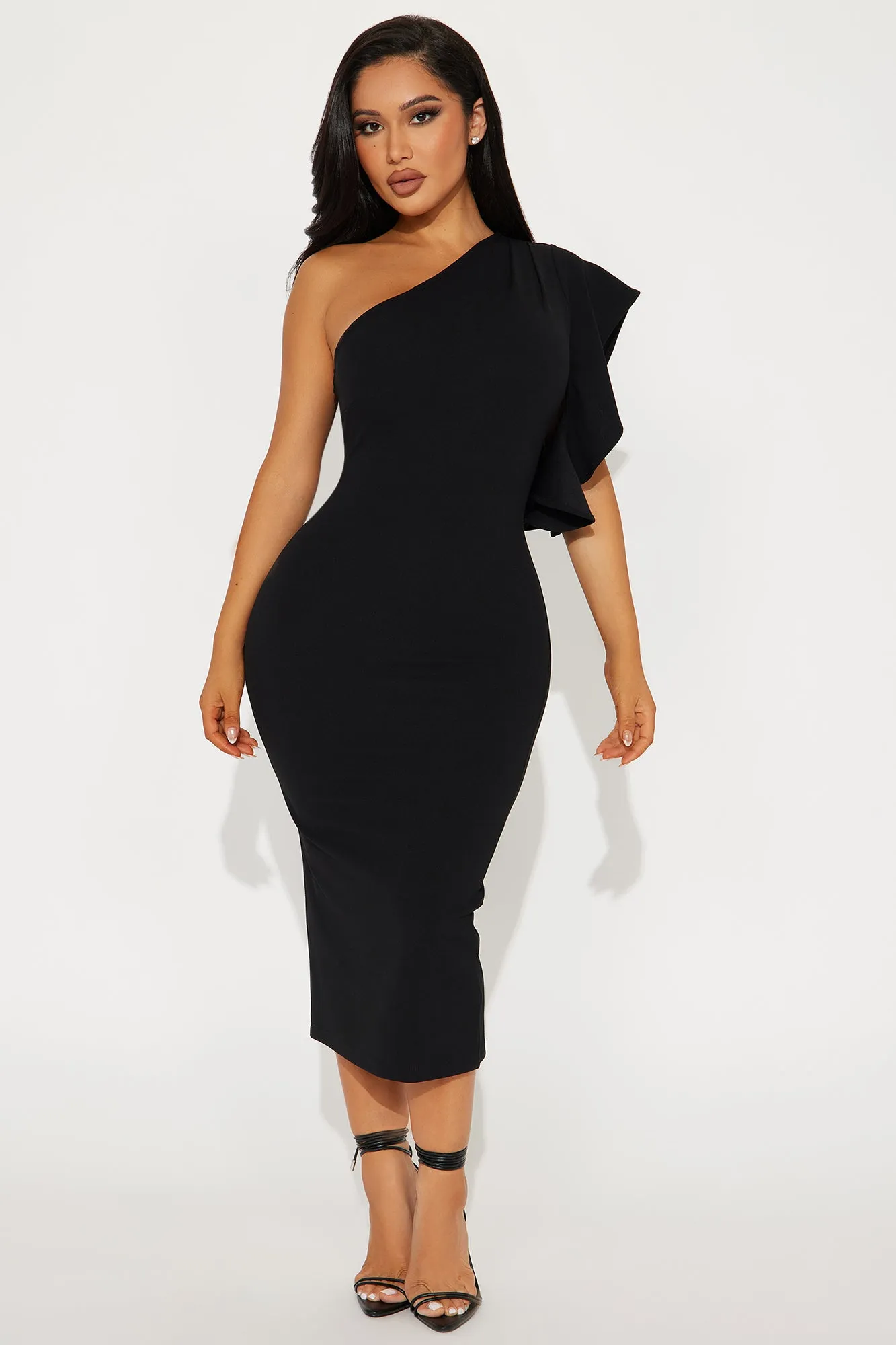 See You At The Yacht Club Midi Dress - Black sold by Fashion Nova