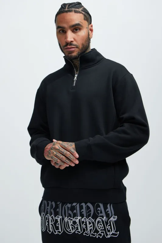 Tyson Quarter Zip Sweatshirt - Black sold by Fashion Nova