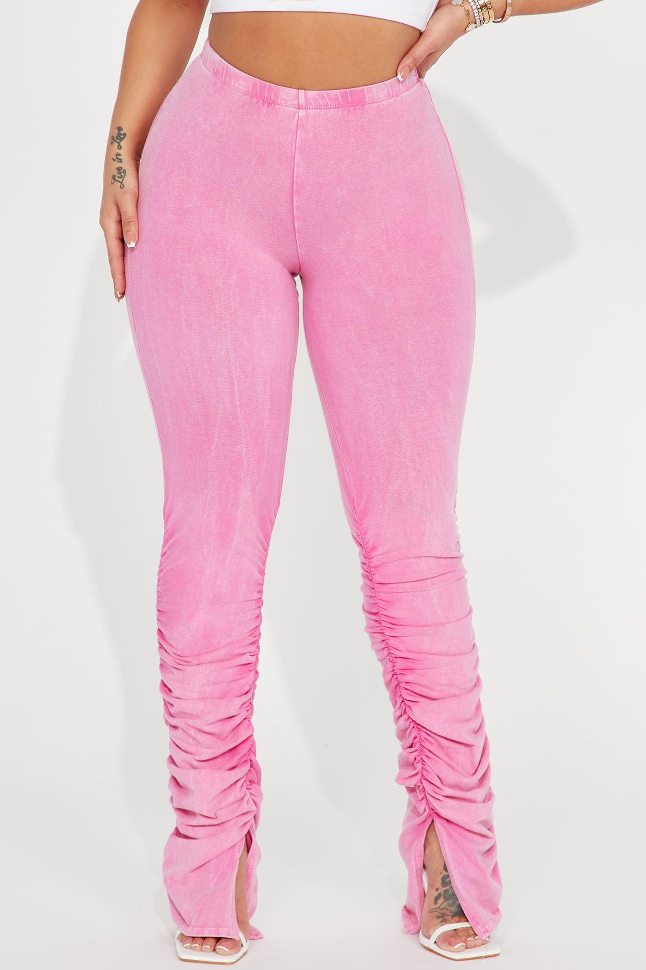 Rosalie Mineral Wash Stacked Pant - Fuchsia sold by Fashion Nova product image thumbnail 2