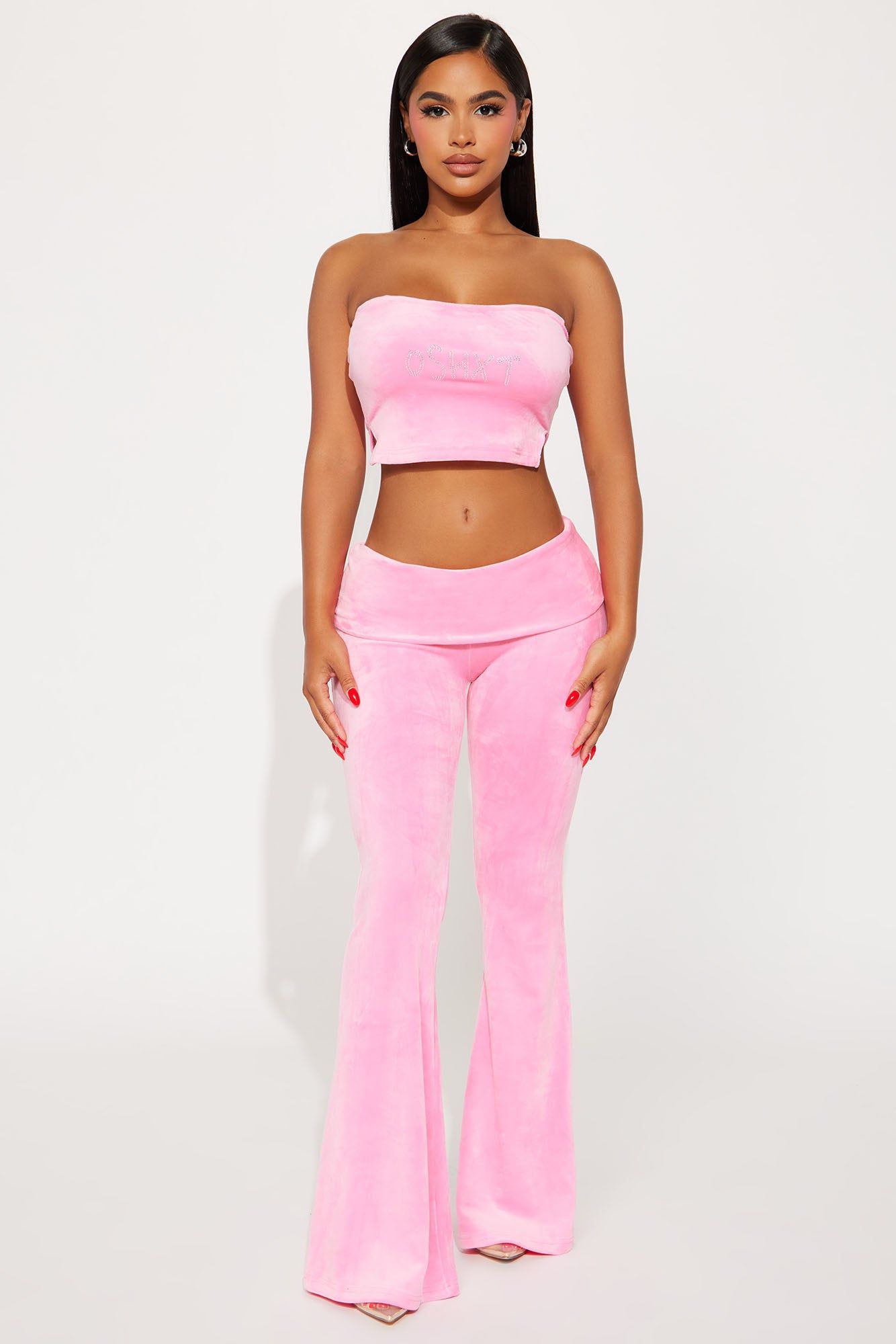 Couture Drip Velour Pant Set - Pink sold by Fashion Nova