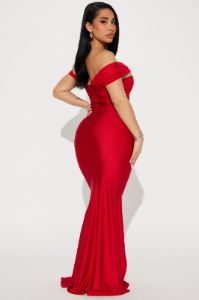 Lea Off Shoulder Gown - Red sold by Fashion Nova