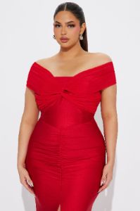 Lea Off Shoulder Gown - Red sold by Fashion Nova