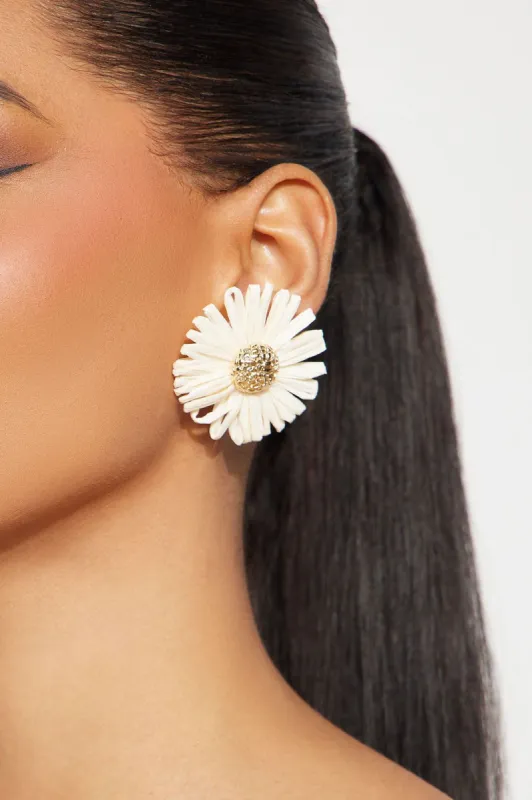 Sunflower Icon Earrings - Ivory sold by Fashion Nova